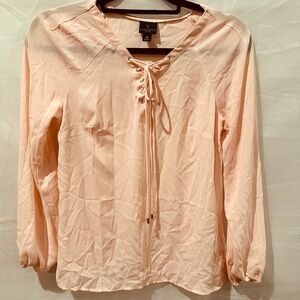 Women's Pink Salmon Lace-Up Blouse Petite Small
